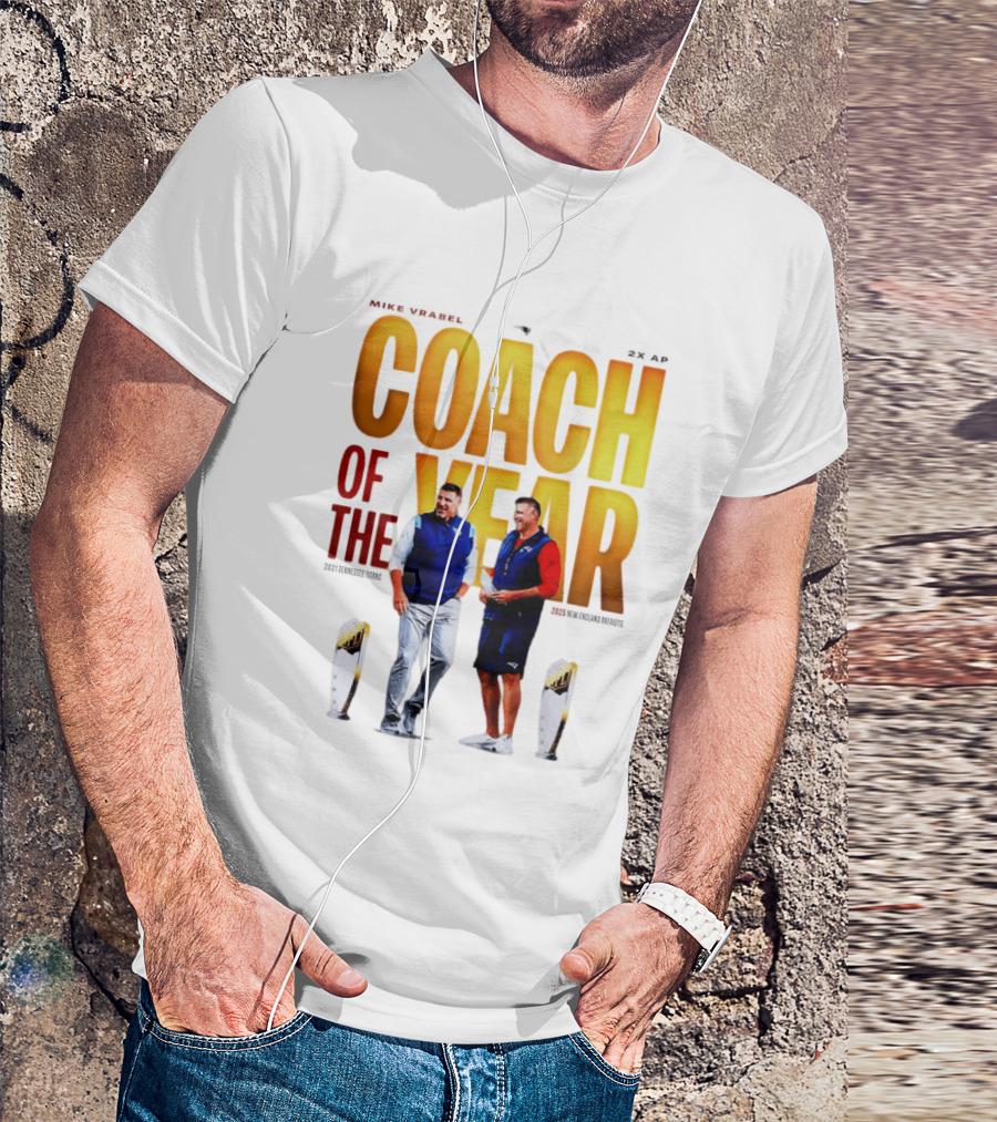 Mike Vrabel Coach Of The Year Highlight With Trophy T-Shirt