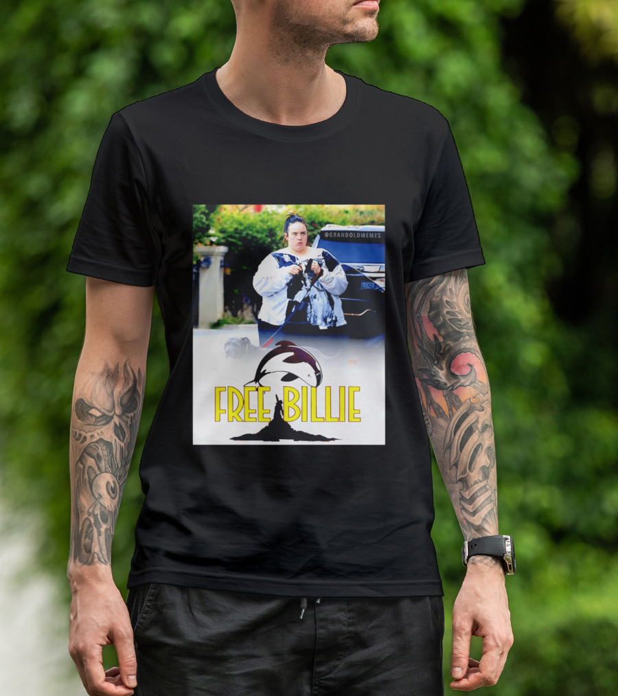 Free Billie Fat 2026 Meme Parody With Whale And Dog Walking T-Shirt