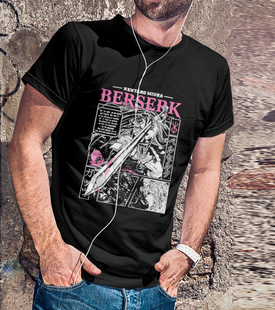Kentaro Miura Berserk Manga Panel Warrior Sword T-Shirt