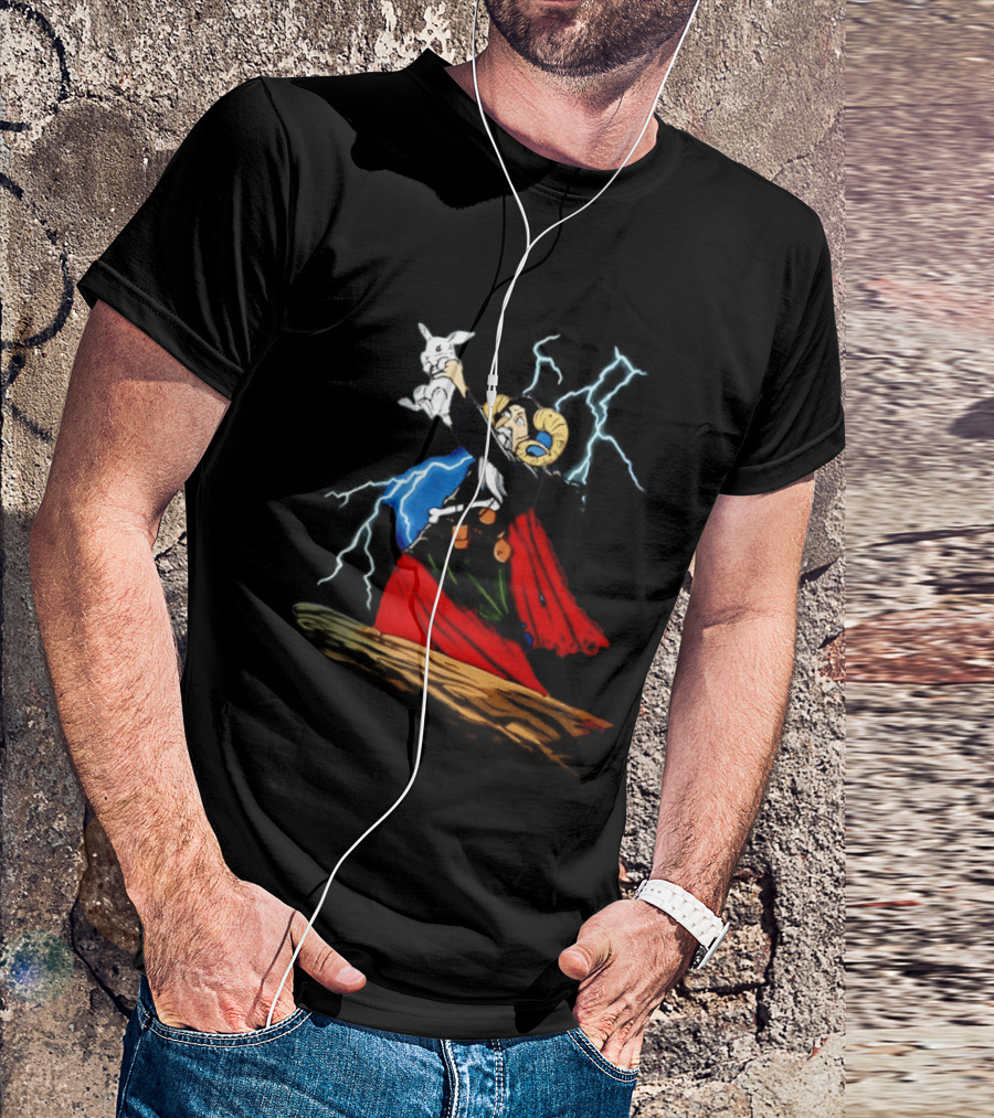 Tim The Enchanter Monty Python Wizard Holding Killer Rabbit Iconic Movie Scene T-Shirt
