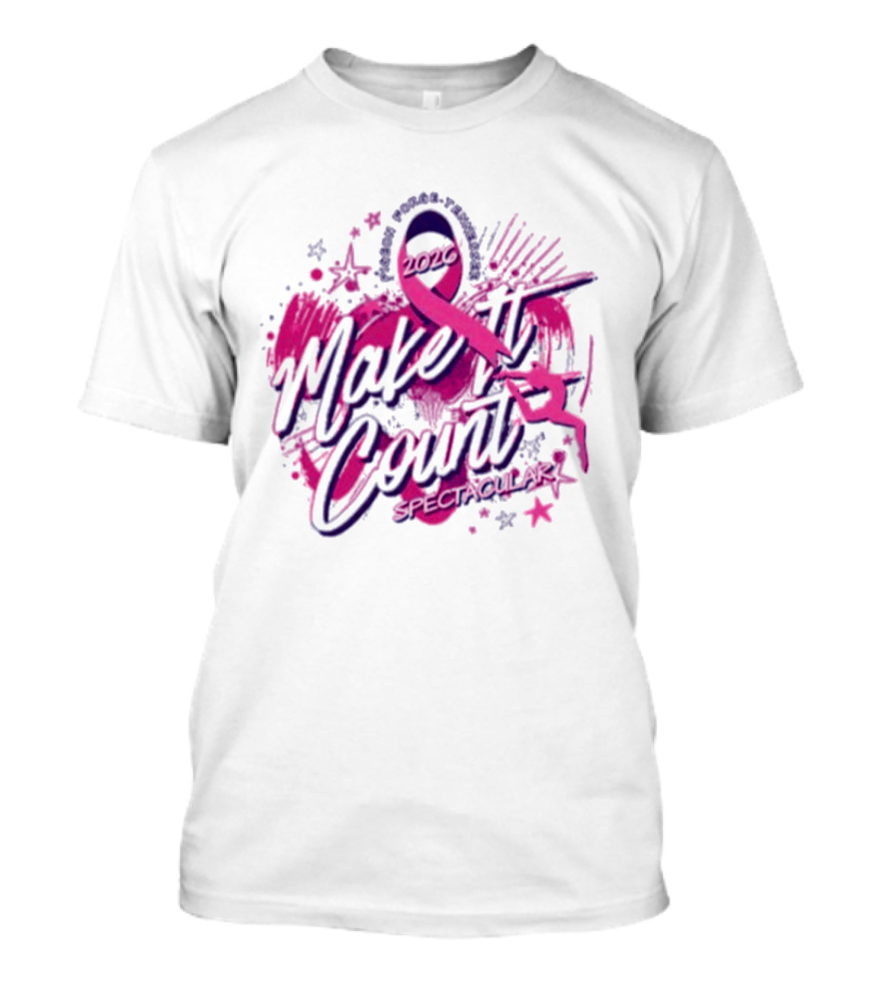 ASO Gymnastics 2026 Make It Count Spectacular Pink Ribbon Celebration T-Shirt