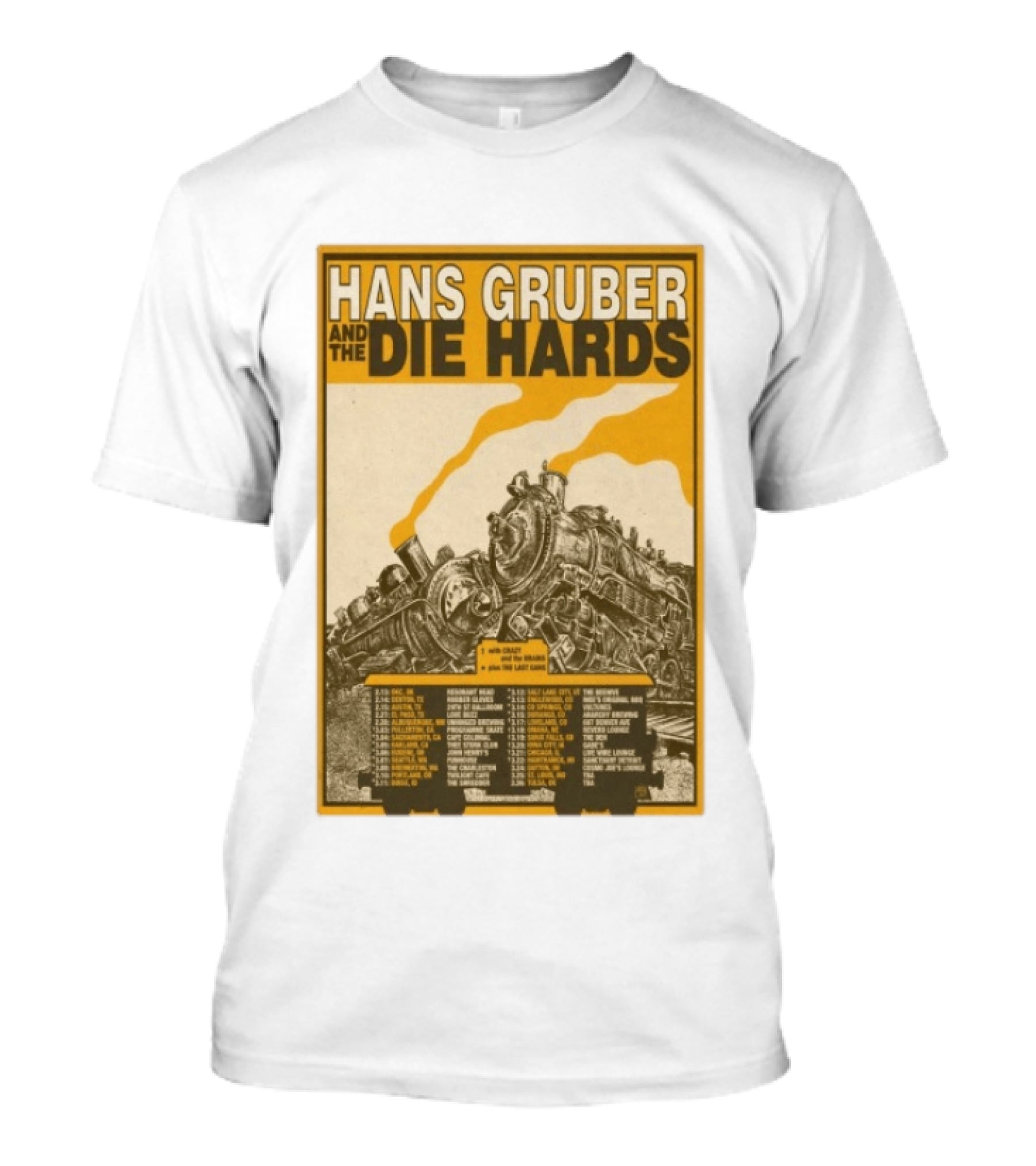Hans Gruber And The Die Hards Train Tour Dates West Coast Midwest 2026 T-Shirt