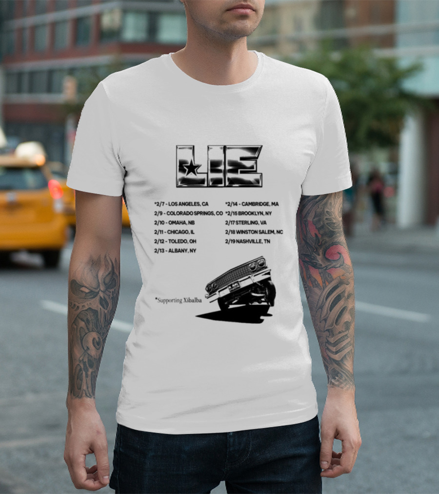 LIE Supporting Xibalba February Tour 2026 San Bernardino Mexico Anaheim New York Louisville Portland Minneapolis T-Shirt