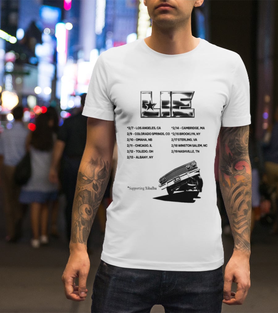 LIE Supporting Xibalba February Tour 2026 San Bernardino Mexico Anaheim New York Louisville Portland Minneapolis T-Shirt