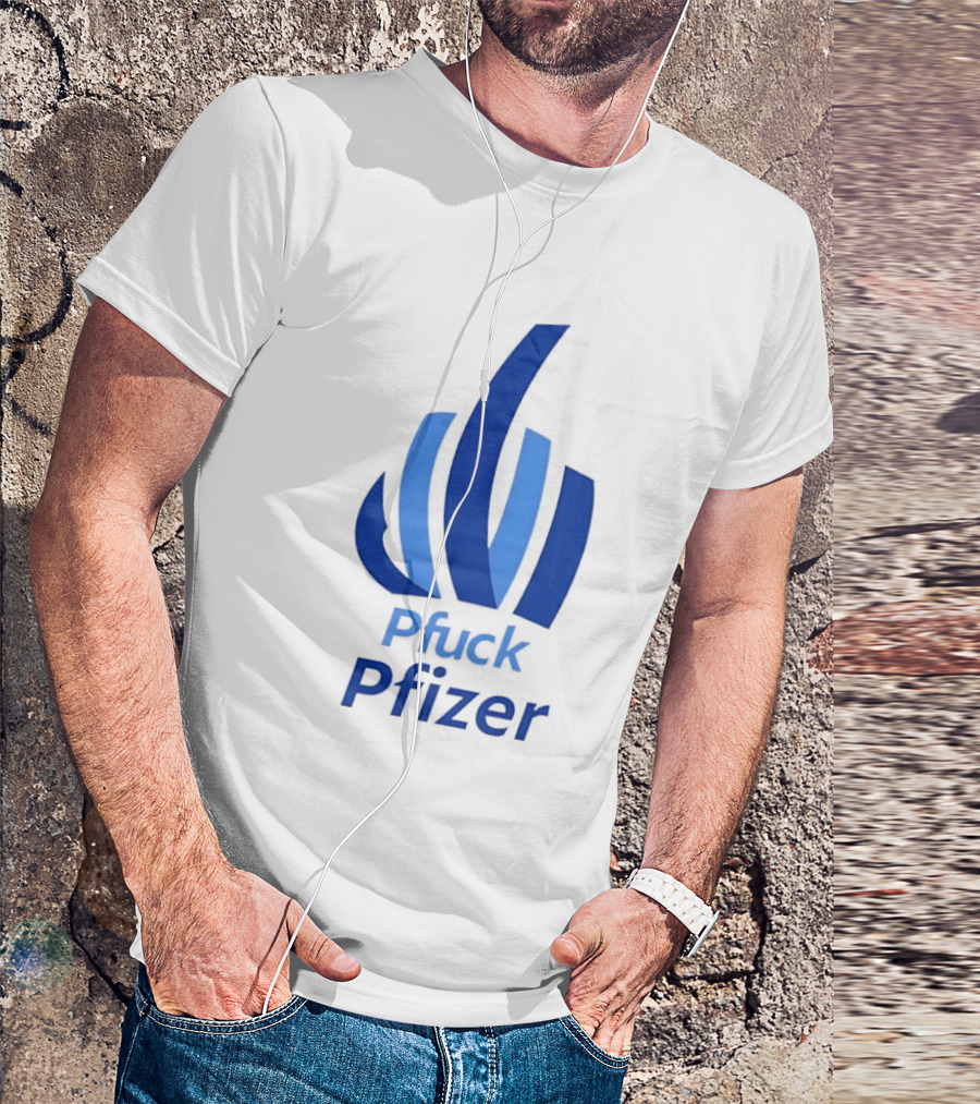 Pfuck Pfizer Middle Finger Symbol Bold Blue T-Shirt