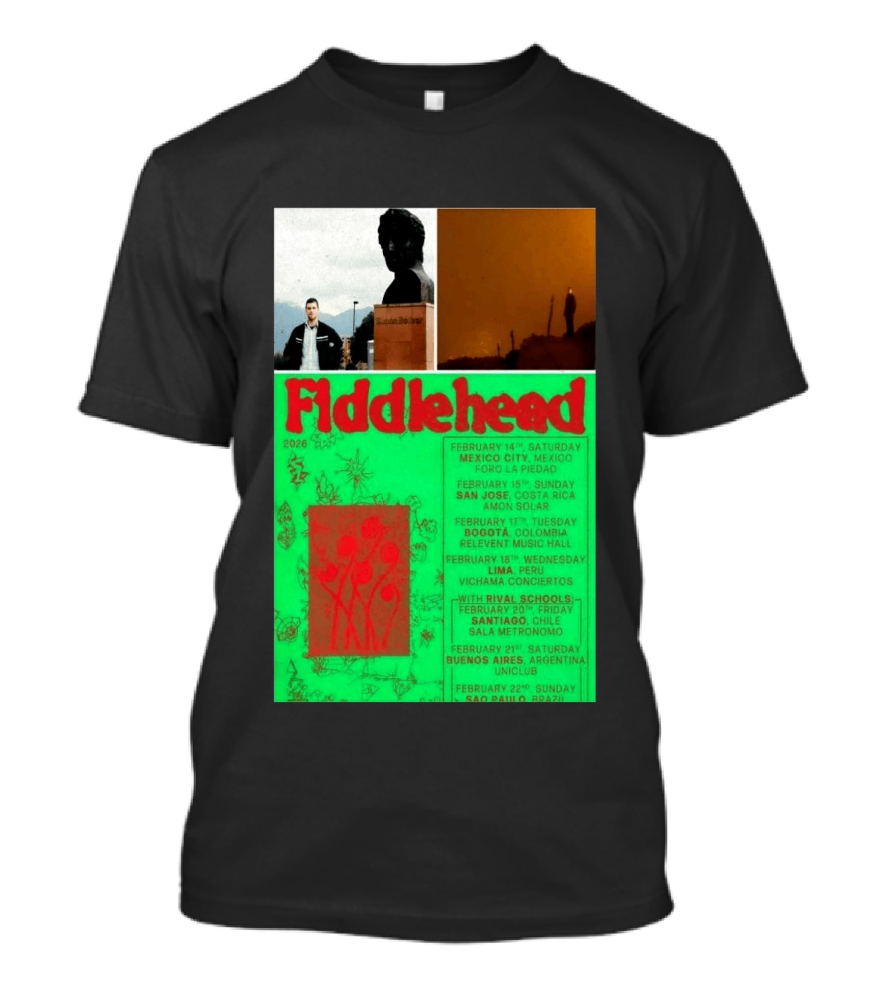 Fiddlehead February 2026 Shows Mexico City San Jose Bogota Lima Santiago Buenos Aires São Paulo T-Shirt