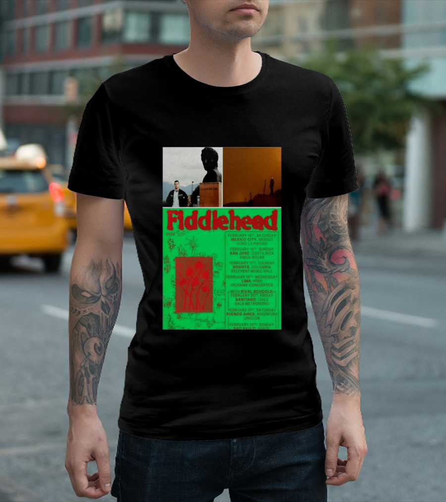 Fiddlehead February 2026 Shows Mexico City San Jose Bogota Lima Santiago Buenos Aires São Paulo T-Shirt