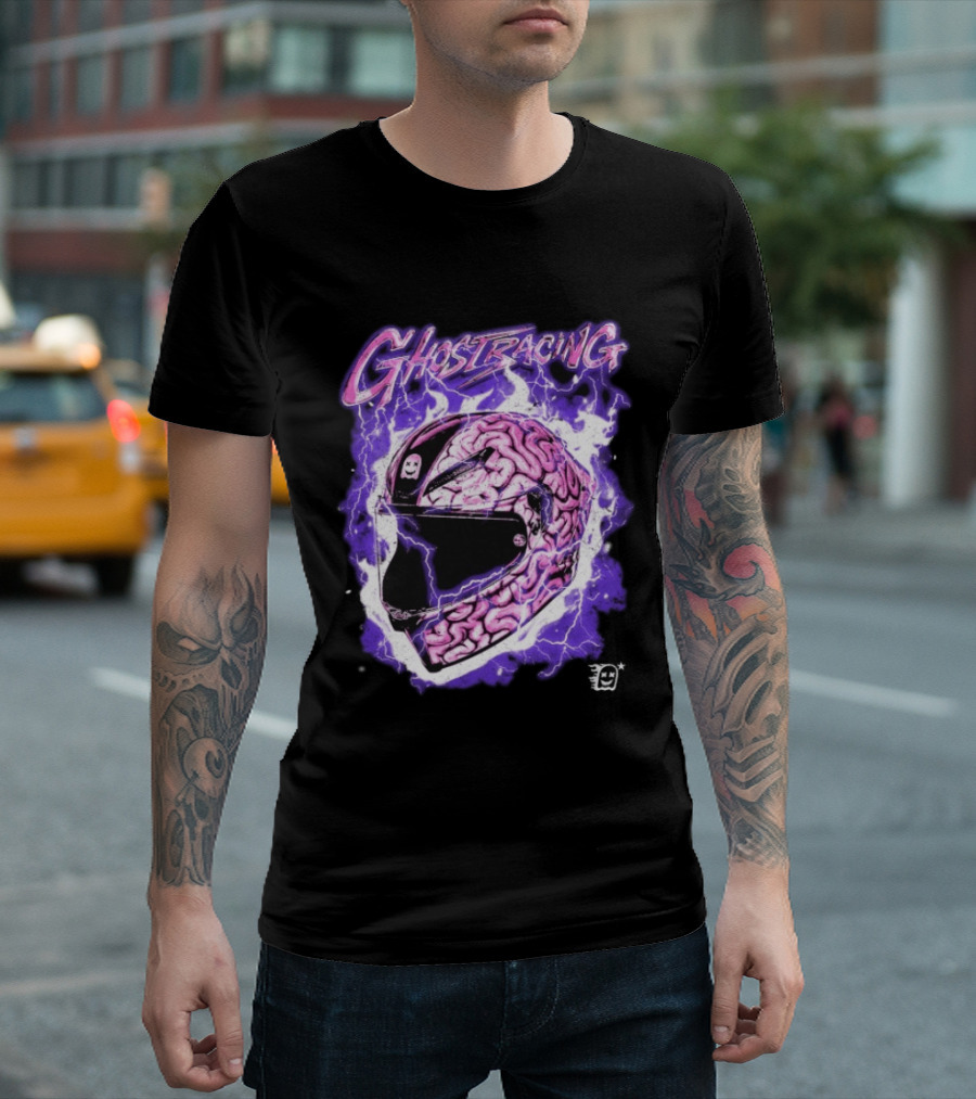 Ghost Racing Purple Brain Helmet Lightning Explosion T-Shirt
