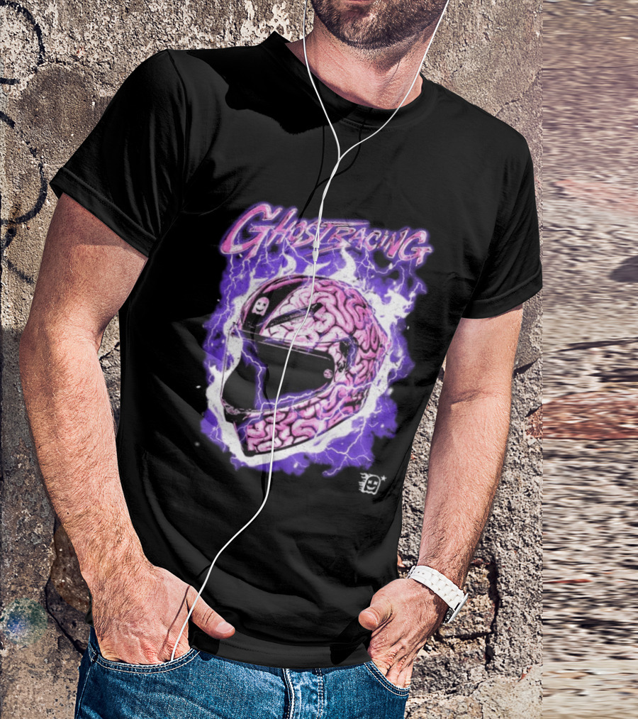Ghost Racing Purple Brain Helmet Lightning Explosion T-Shirt