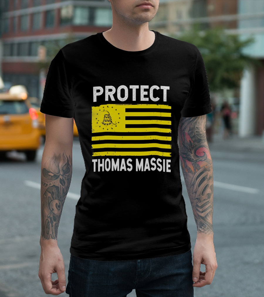 Protect Thomas Massie Gadsden Flag Yellow T-Shirt