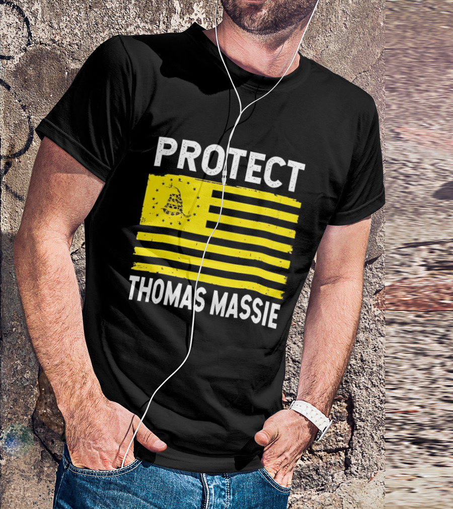 Protect Thomas Massie Gadsden Flag Yellow T-Shirt