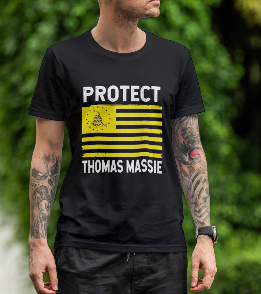 Protect Thomas Massie Gadsden Flag Yellow T-Shirt