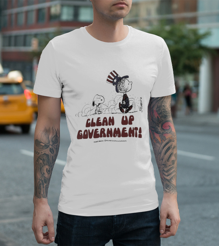 Snoopy And Charlie Brown Clean Up Government Patriotic T-Shirt