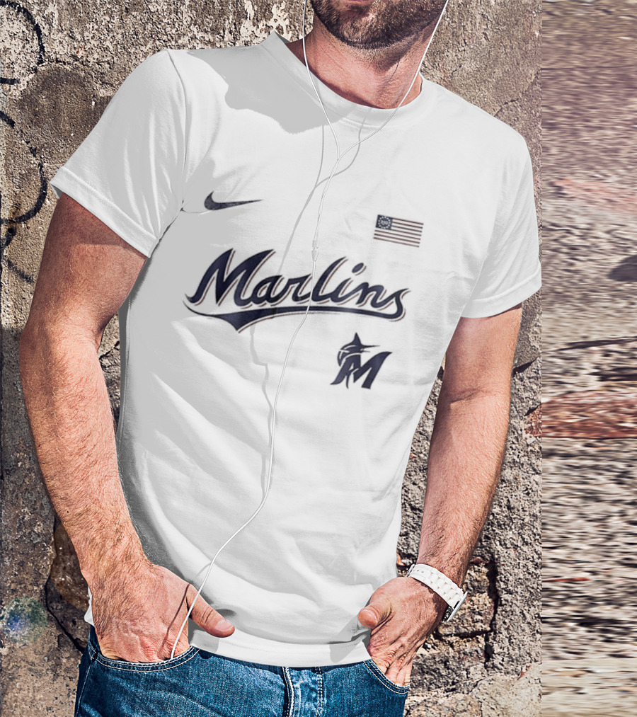 Miami Marlins Nike American Flag 250th Anniversary USA T-Shirt