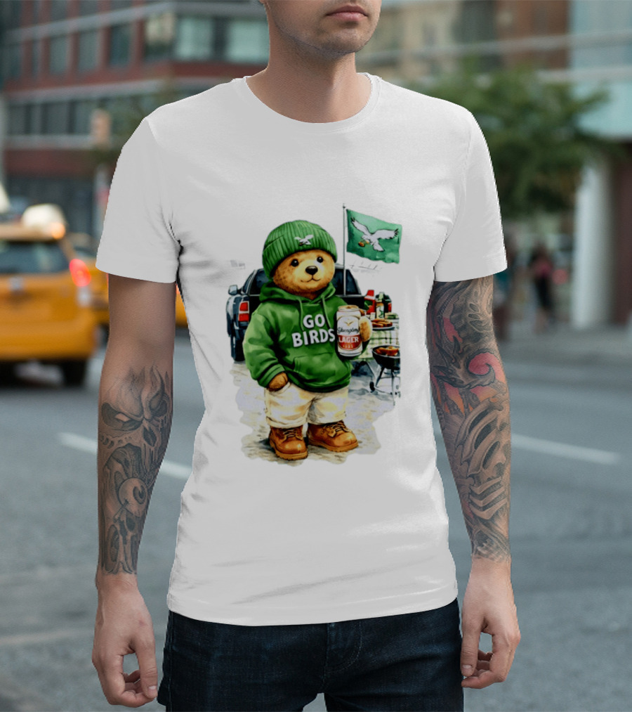 Tailgating Bear Go Birds Eagle Lager Football Fan Party T-Shirt