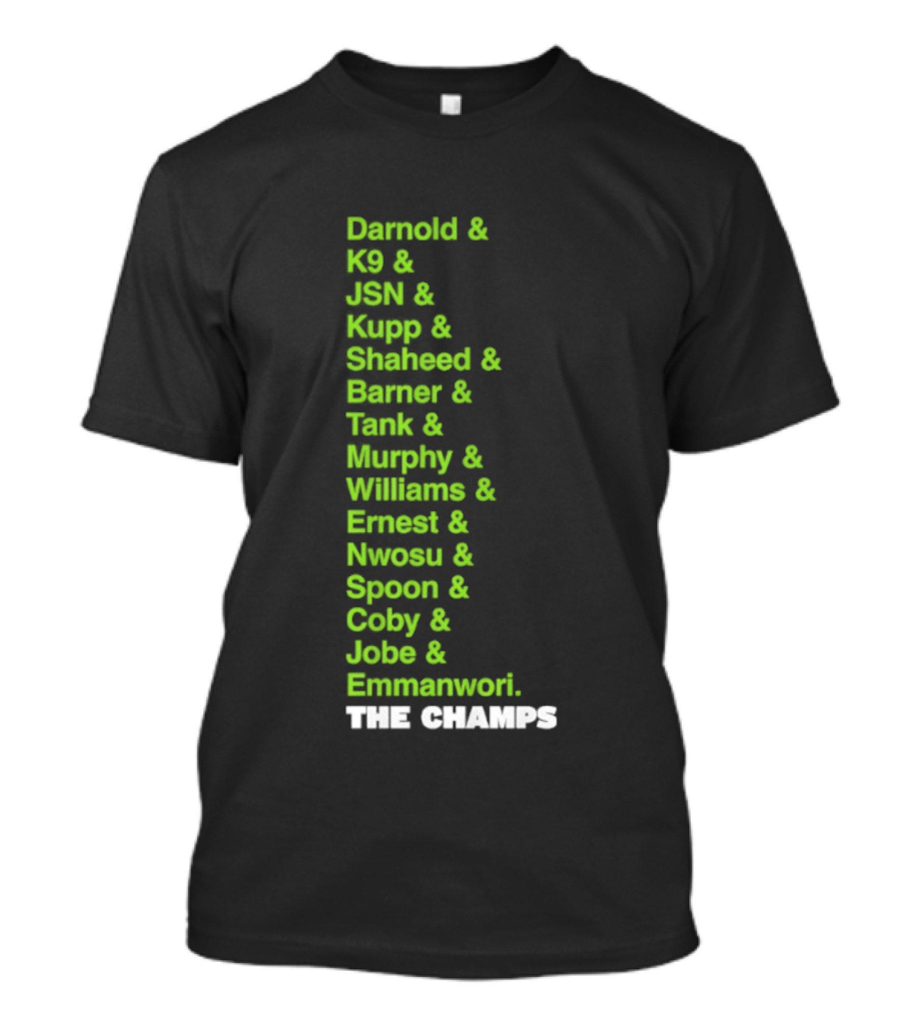 Bamold PG JSN Hugz Seattle Seahawks Champs List Bennet Murphy Williams Emanwori Football T-Shirt