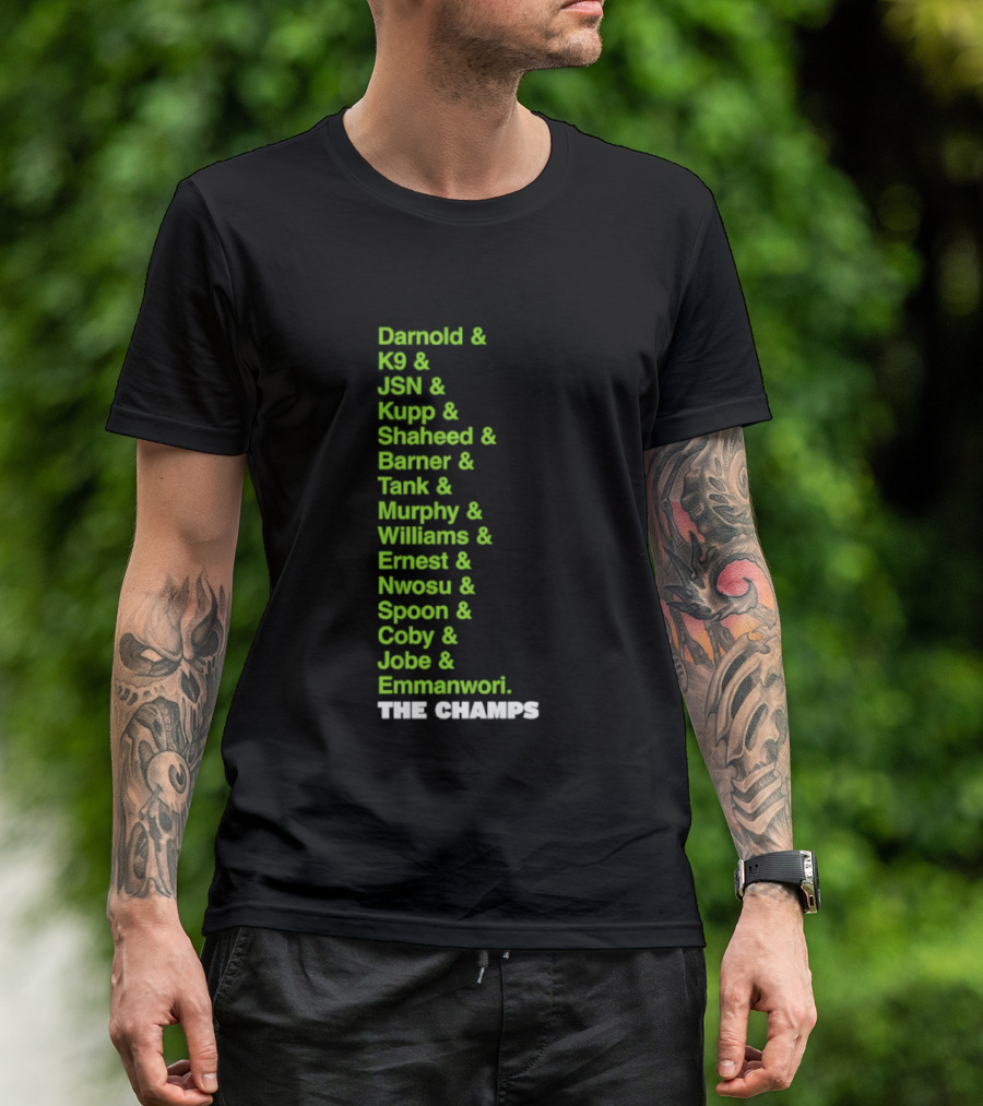 Bamold PG JSN Hugz Seattle Seahawks Champs List Bennet Murphy Williams Emanwori Football T-Shirt