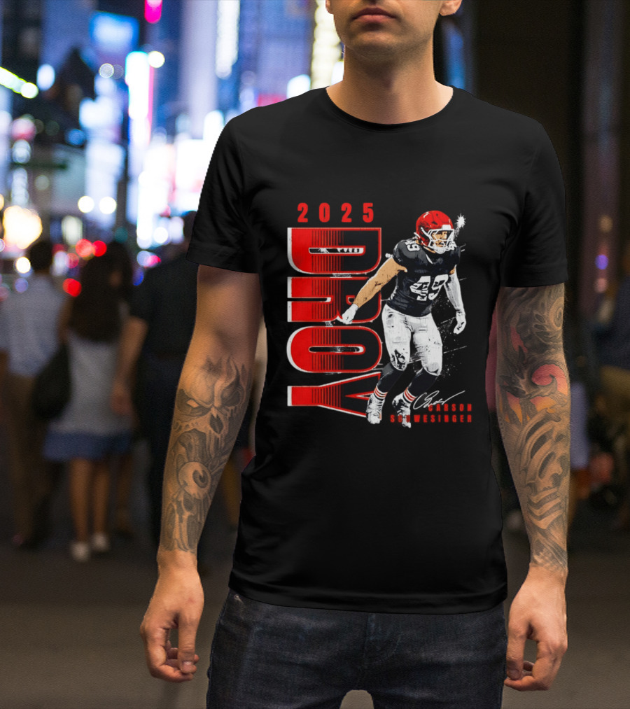 2025 DROY Carson Schwesinger Cleveland Browns T-Shirt