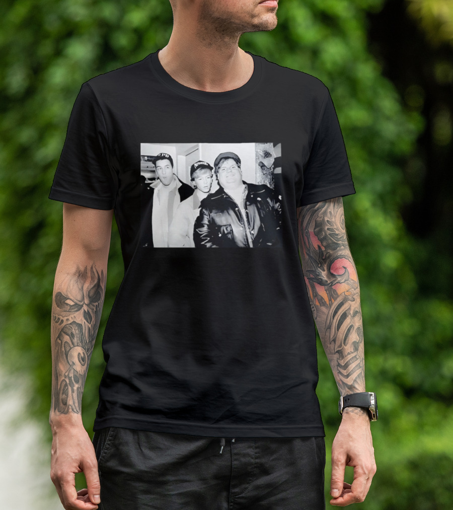 Adam Sandler Chris Farley David Spade NYPD Chicago Black And White Photo T-Shirt