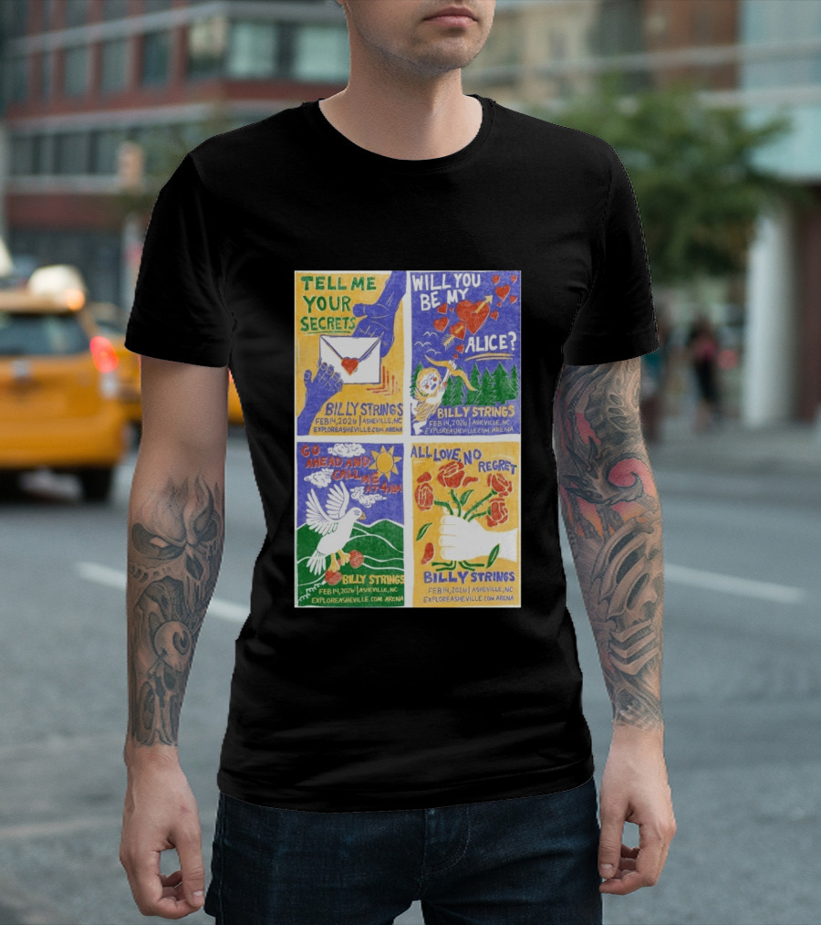 Billy Strings Tell Me Your Secrets Asheville NC February 14 2026 Explore Asheville Arena T-Shirt