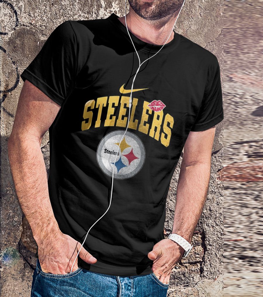 Pittsburgh Steelers Nike Makeup Artist Logo With Lip Print T-Shirt
