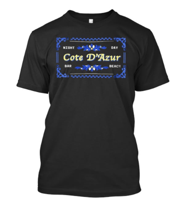 Cote D'Azur Night Day Bar Beach Blue Floral Decor T-Shirt