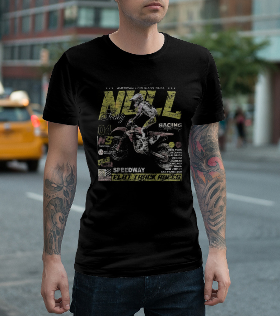 Null Society Speedway Flat Track Racer Motorcycle 4 T-Shirt