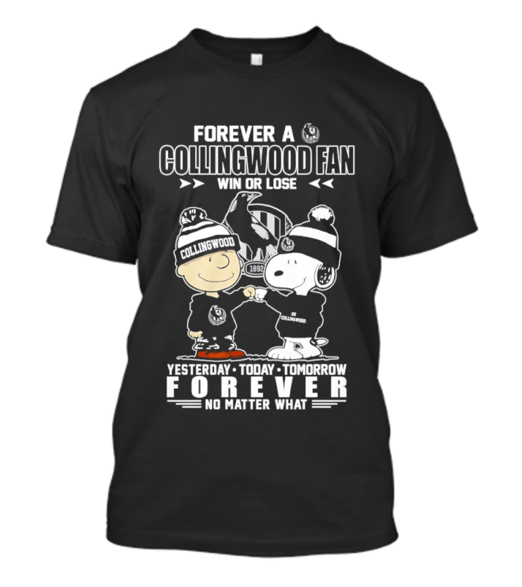 Snoopy And Charlie Brown Forever A Collingwood Fan Win Or Lose No Matter What T-Shirt