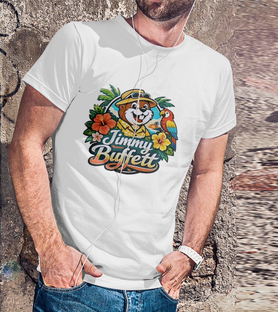 Jimmy Buffett Buc Ee's Tropical Parrot Hibiscus Island Vibes T-Shirt
