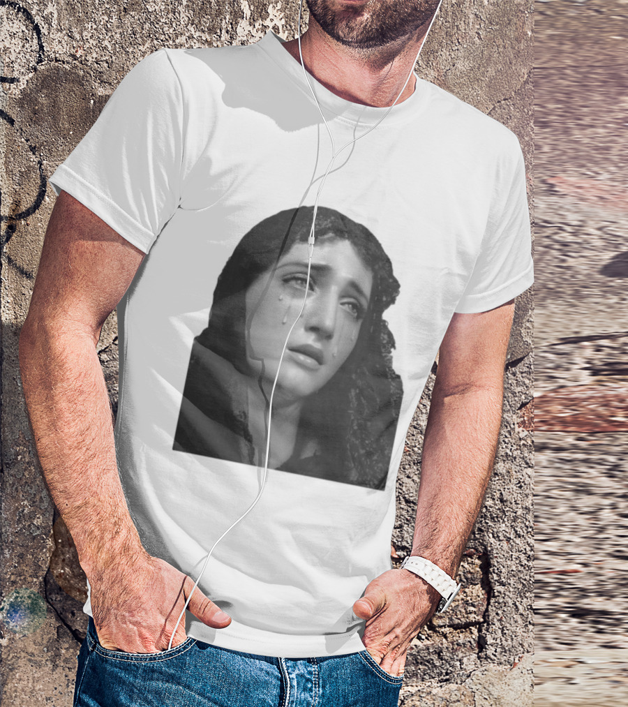 Null Society Virgin Mary Crying Statue Iconic Religious T-Shirt