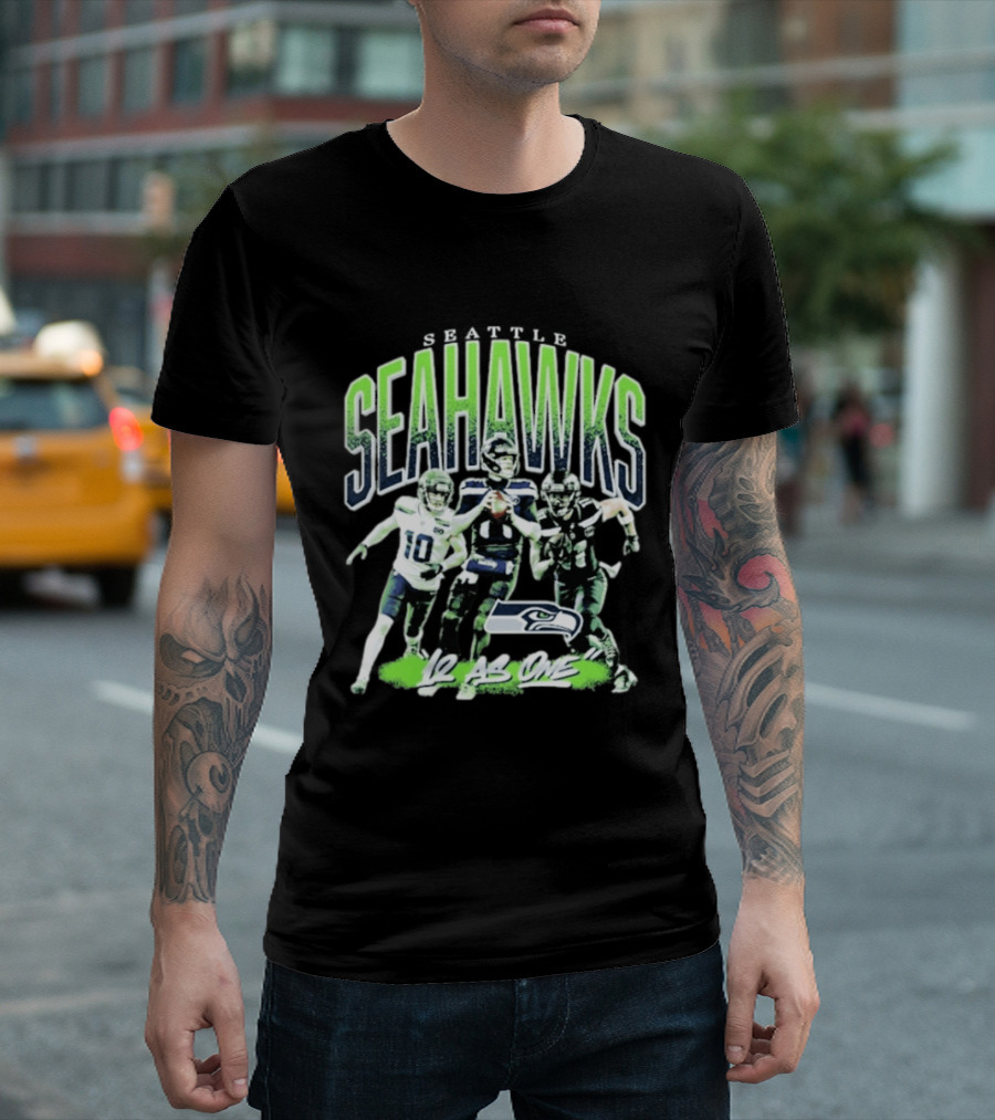 Seattle Seahawks 12 As One Nike Black Loose Crewneck T-Shirt