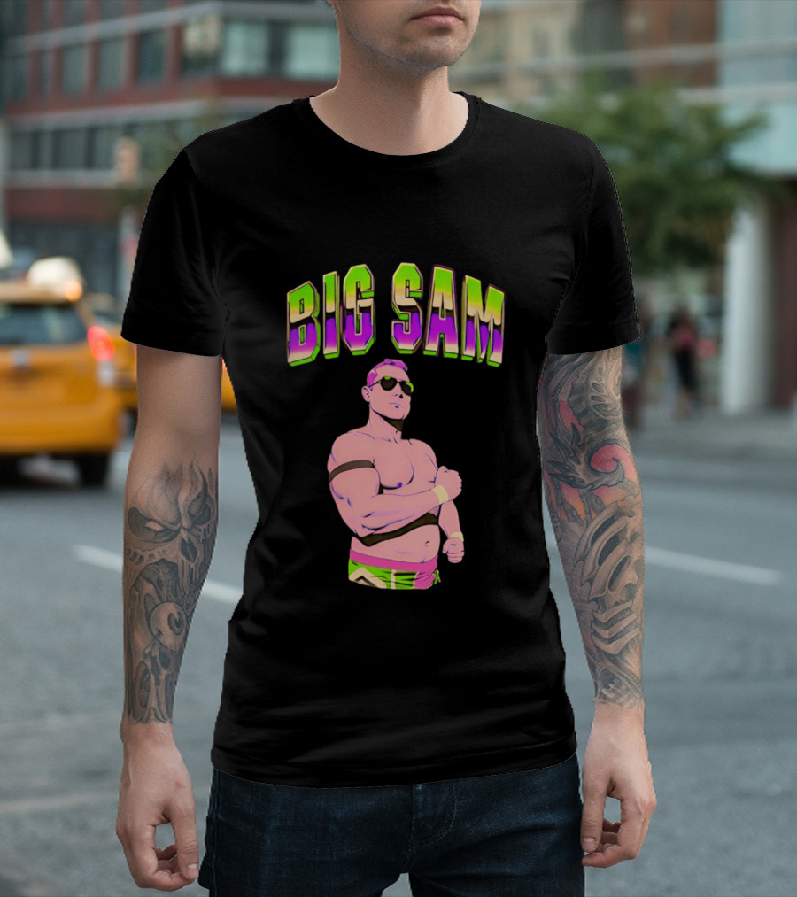 Big Sam Neon Aviators And Attitude Wrestling T-Shirt