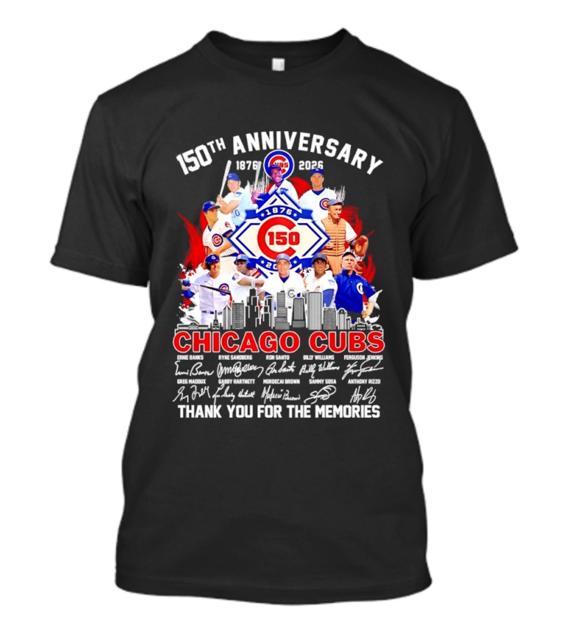 150th Anniversary Chicago Cubs 1876 2026 Skyline Thank You For The Memories T-Shirt