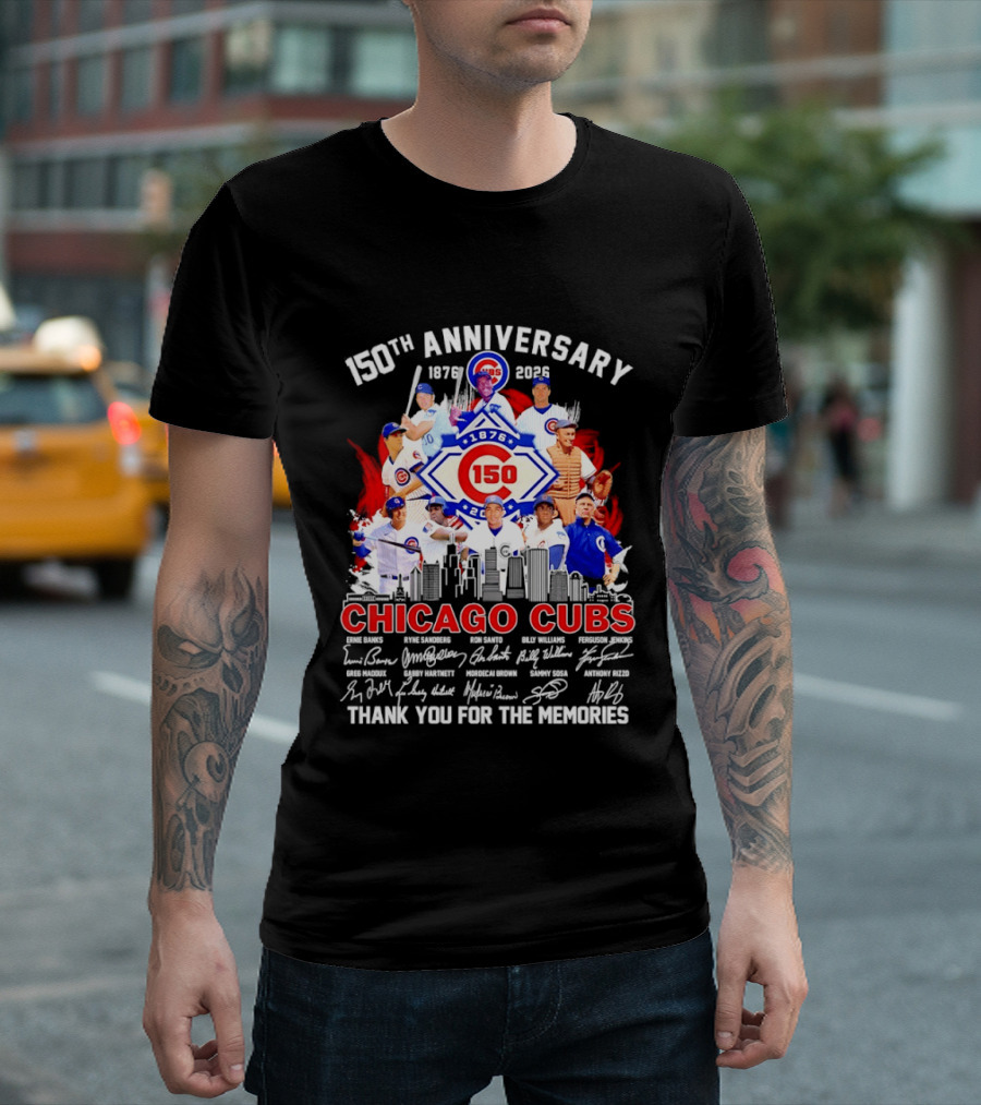 150th Anniversary Chicago Cubs 1876 2026 Skyline Thank You For The Memories T-Shirt