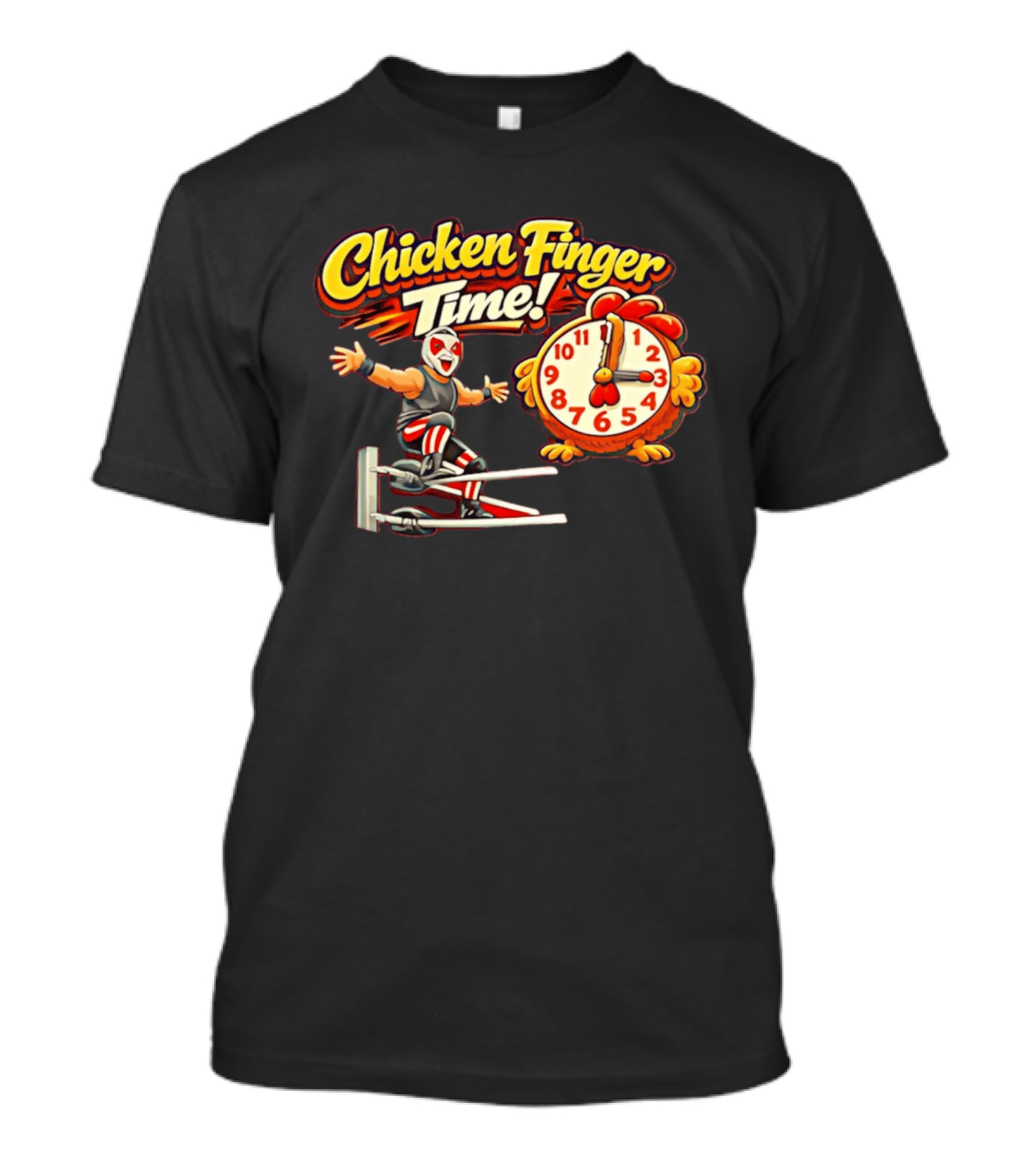 Chicken Finger Time Luchador Cartoon With Chicken T-Shirt