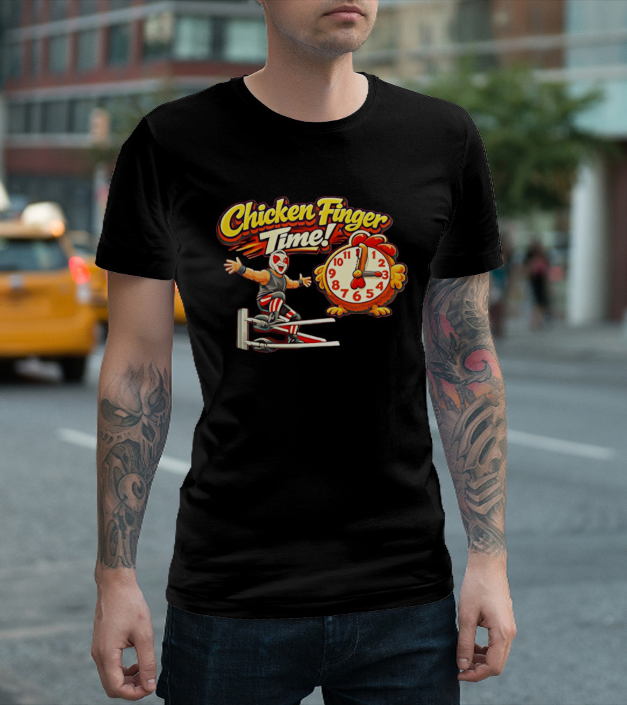 Chicken Finger Time Luchador Cartoon With Chicken T-Shirt