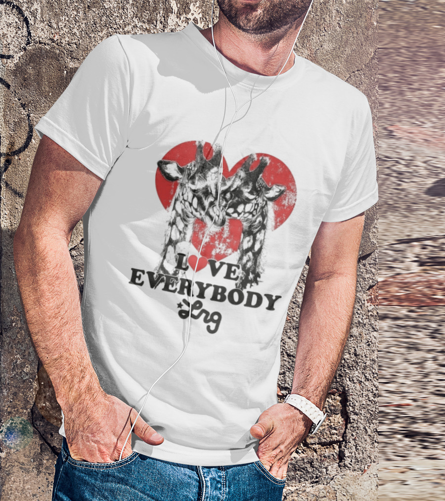 L R G Love Everybody Red Heart Giraffes T-Shirt