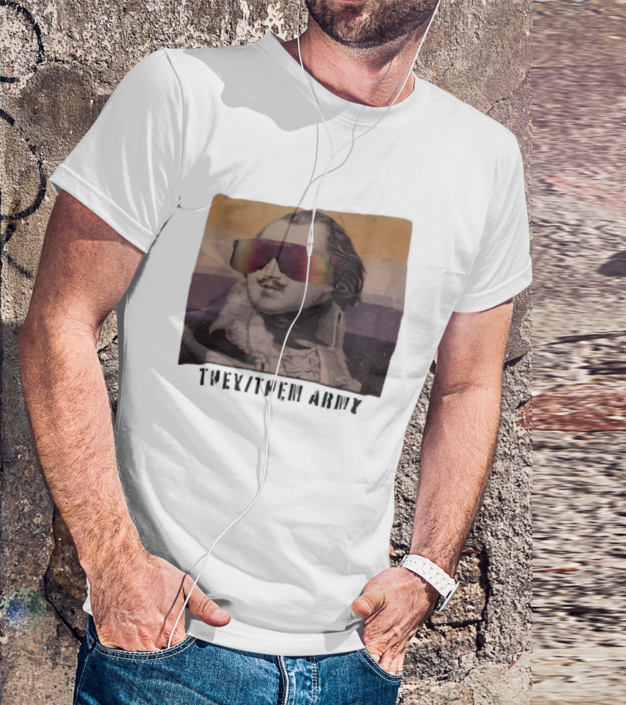 They Them Army Historical Figure Portrait With Sunglasses T-Shirt