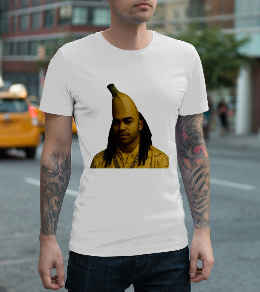 Banana Santana Face Head Banana Man With Dreadlocks And Chain T-Shirt