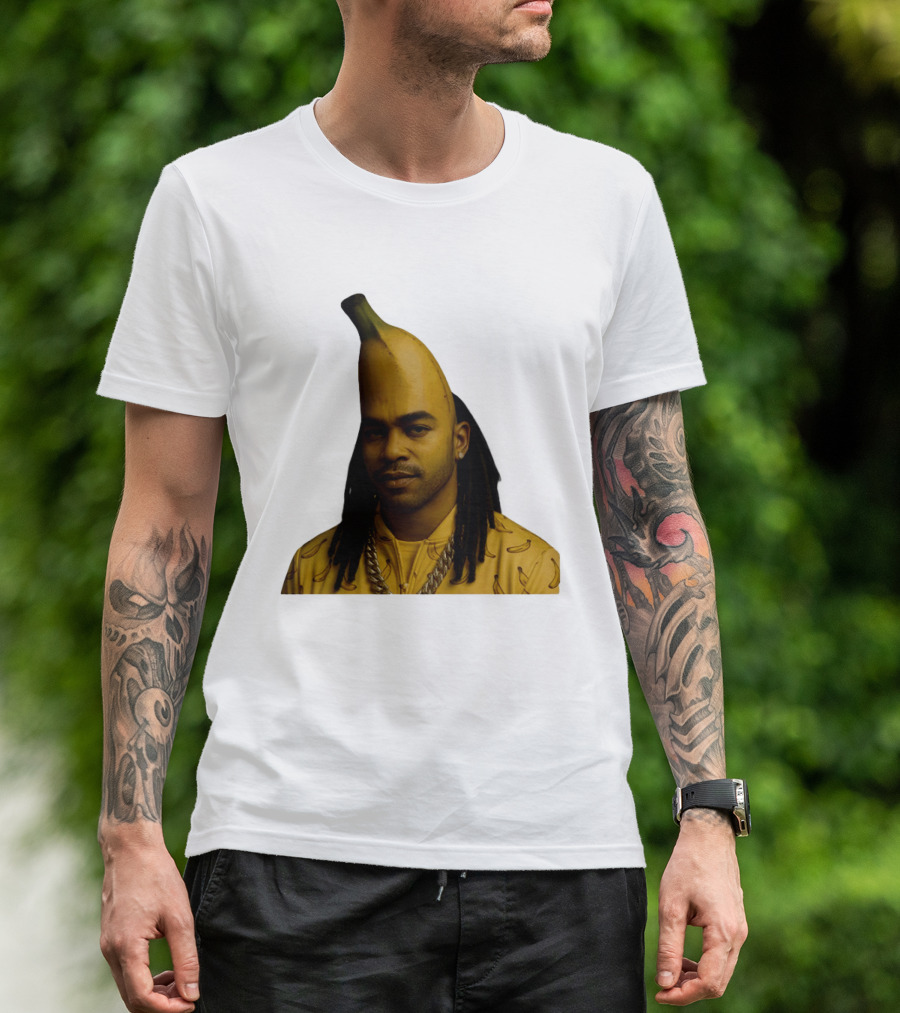 Banana Santana Face Head Banana Man With Dreadlocks And Chain T-Shirt