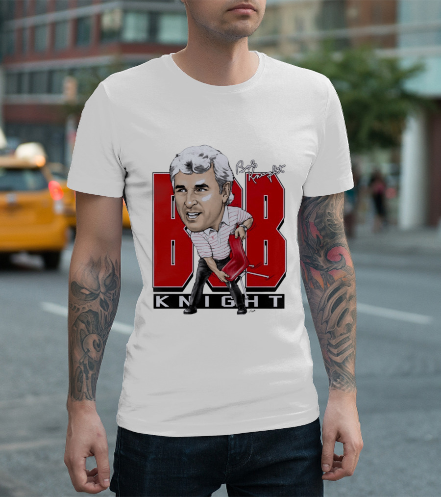 Bob Knight Chair Throw Caricature Signature Red Chair T-Shirt