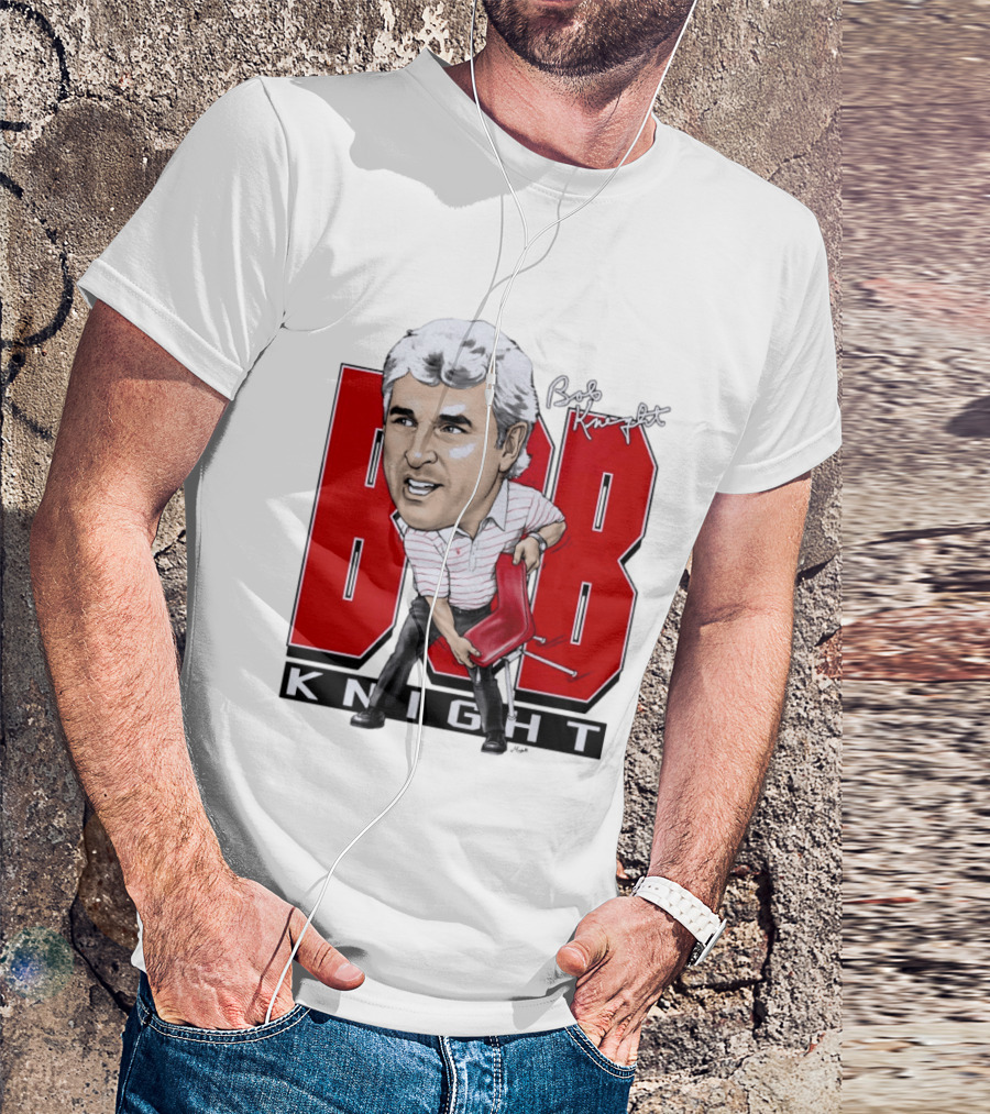 Bob Knight Chair Throw Caricature Signature Red Chair T-Shirt