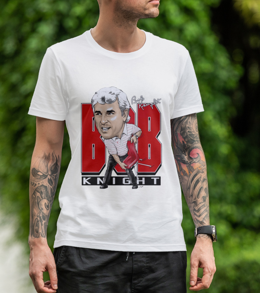 Bob Knight Chair Throw Caricature Signature Red Chair T-Shirt