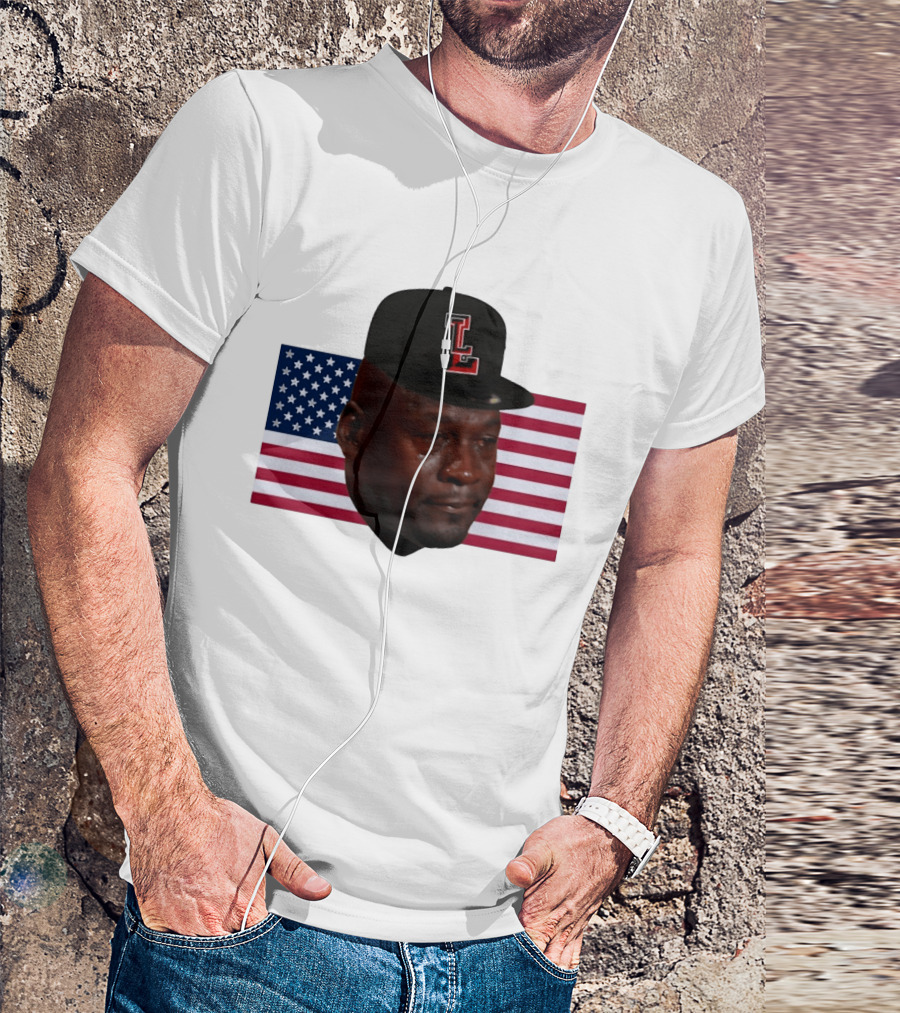 Crying Jordan Texas Tech Red Raiders USA Flag Iconic Meme Cap T-Shirt
