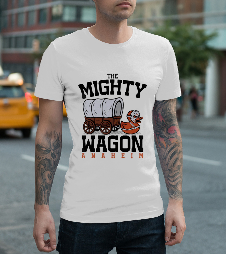 The Mighty Wagon Anaheim Ducks Hockey Cart Duck T-Shirt