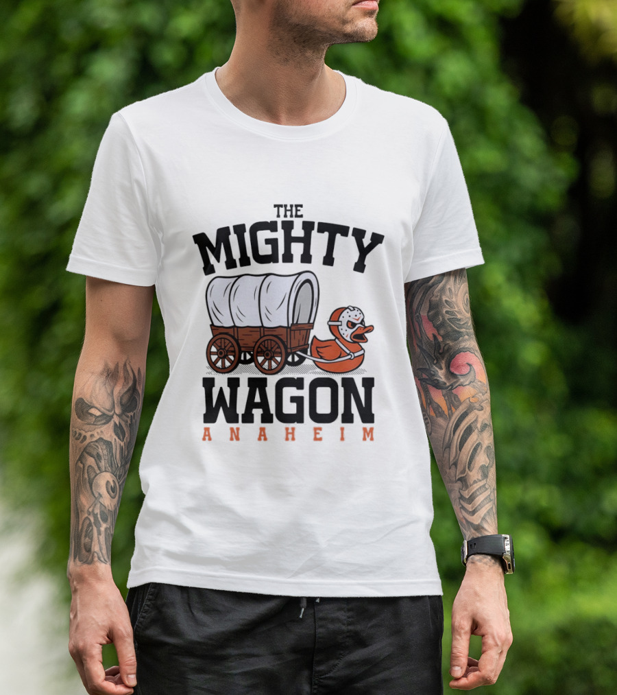 The Mighty Wagon Anaheim Ducks Hockey Cart Duck T-Shirt