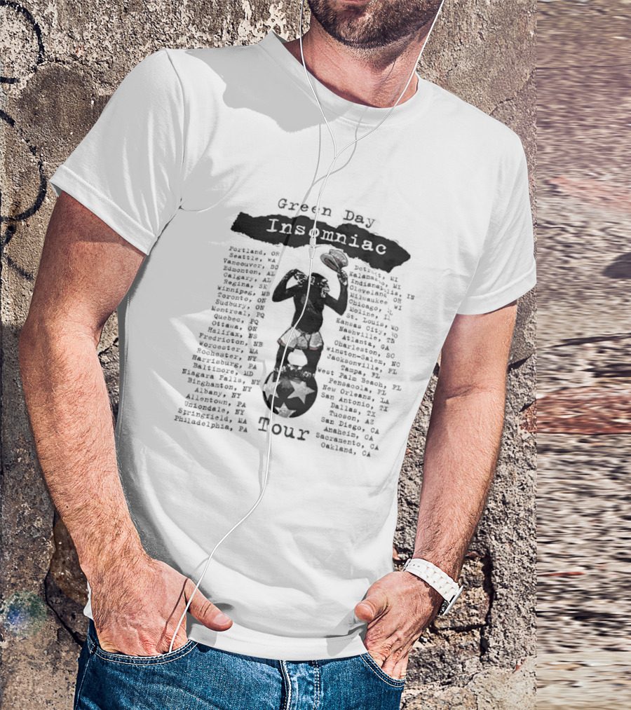 Insomniac Monkey Riding With Green Day Tour Reference T-Shirt