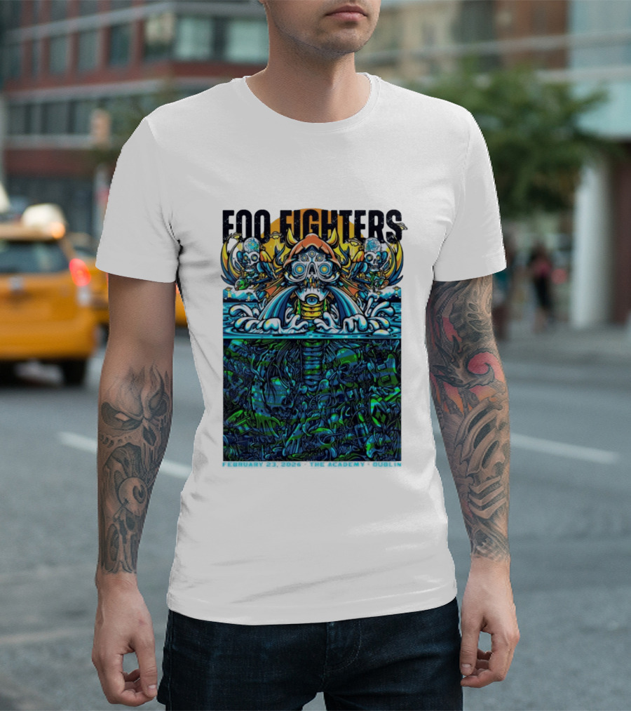 Foo Fighters Dublin 2026 Concert February 23 The Academy Venue Underwater Skeleton T-Shirt
