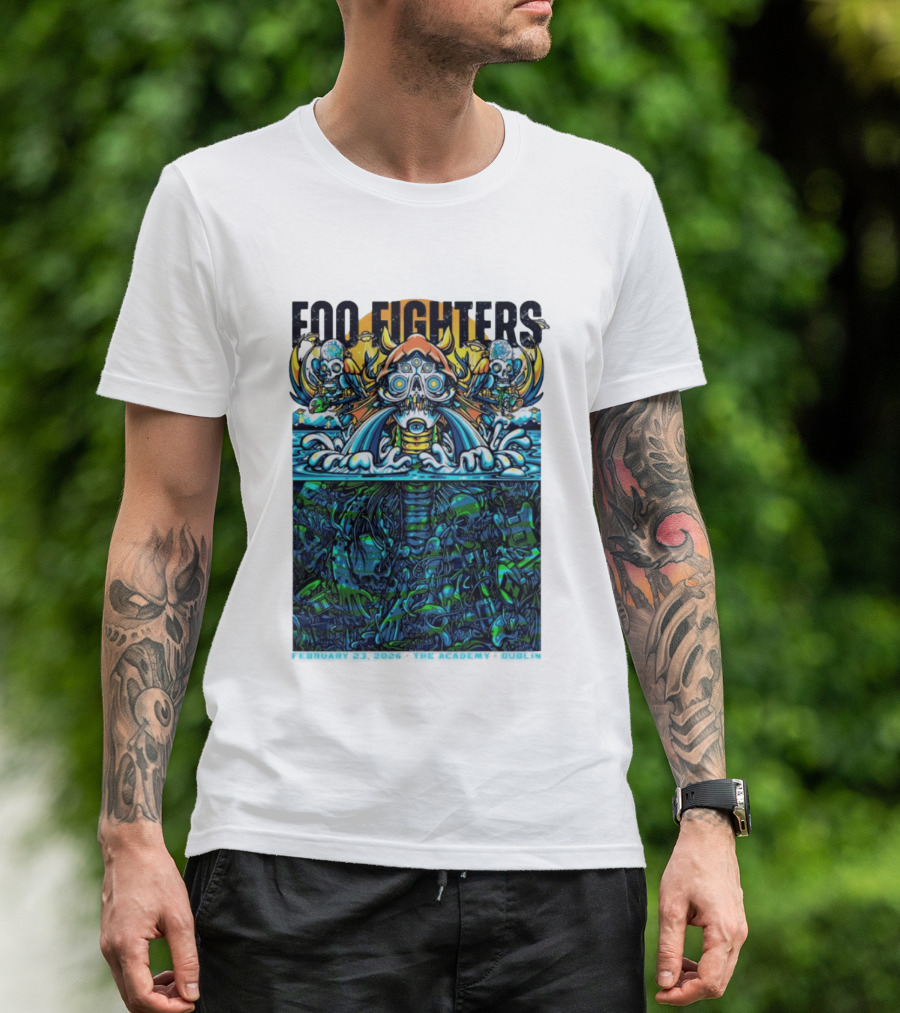 Foo Fighters Dublin 2026 Concert February 23 The Academy Venue Underwater Skeleton T-Shirt