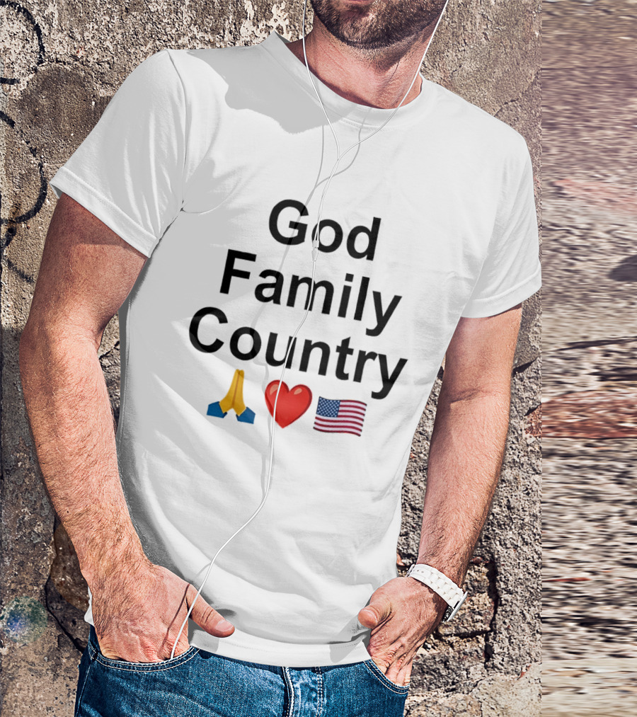 God Family Country Praying Hands Heart USA Flag T-Shirt